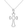 Haus of Brilliance .925 Sterling Silver 1/3 Cttw Diamond Framed Open Cross 18" Pendant Necklace - J-K Color, I2-I3 Clarity - Grey