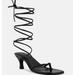 Rag & Co Dorita Black Kitten Heel Lace up Sandal - Black - US 7.5