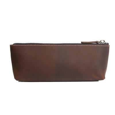 Steel Horse Leather The Pallavi Handmade Leather Pencil Case Makeup Bag - Brown