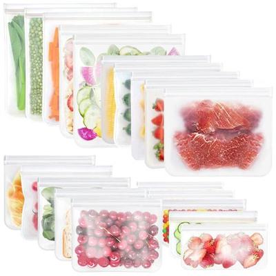 Fresh Fab Finds 20Pcs Reusable Food Storage Bags 5 Sandwich Snack Gallon Quart Bag Leakproof BPA Free Food Container Freezer Safe Lunch Bag