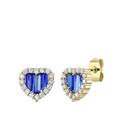 Rachel Glauber Young Adult 14k Yellow Gold Plated With Colored Cubic Zirconia Heart Stud Earring - Blue