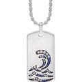 LuvMyJewelry Surfrider Beach Sterling Silver Blue Sapphire & Topaz Stone Tag - Grey