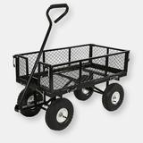 Sunnydaze Decor Sunnydaze Steel Utility Cart w/ Removable Folding Sides Red - 400-Pound Capacity - Black