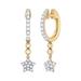 LuvMyJewelry Star Bezel Duo Diamond Hoop Earrings in 14K Yellow Gold Vermeil on Sterling Silver - Gold