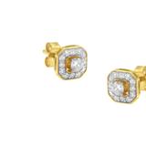 Haus of Brilliance 2 Micron 10KT Yellow Gold Plated Sterling Silver Diamond Square Stud Earrings - Yellow - OS