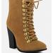 Rag & Co Goose-Feather Antique Tan High Heeled Ankle Boot - Brown - US 5