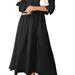 Anna-Kaci Anna-Kaci Long Sleeve Swiss Dot Lined Maxi Dress For Women Smocked Tied Detail Square Neck - Black