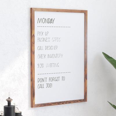 Merrick Lane Cilla 24 x 36 Magnetic White Board With Dry Erase Marker, 4 Magnets And Eraser - Brown