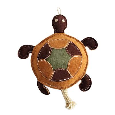 American Pet Supplies Vegan Leather Patchwork Turtle - Dog Chew Toy - Brown
