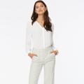 NYDJ Wide Leg Ankle Trouser Pants - Slubby Stripe - White - 0