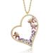 Genevive Genevive Sterling Silver 14K Gold Plated Multi Colored Cubic Zirconia Heart Necklace - Gold