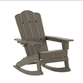 Merrick Lane Nassau Adirondack Rocking Chair With Cup Holder, Weather Resistant HDPE Adirondack Rocking Chair - Brown