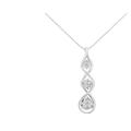 Haus of Brilliance 10K White Gold 1/4 cttw 3-Stone Diamond Drop Twisted Pendant Necklace - White - 18