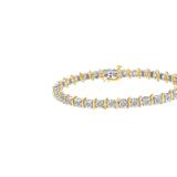 Haus of Brilliance Two-Tone 10K Yellow Gold over .925 Sterling Silver 1.0 Cttw Diamond S-Curve Link Miracle-Set Tennis Bracelet - Gold - 7