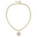 Rachel Glauber Rachel Glauber 14k Gold Plated with Diamond Cubic Zirconia Sunshine Flower Pendant Curb Chain Adjustable Necklace - Gold