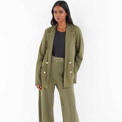Quiz Olive Green Relaxed 4 Button Blazer - Green -...