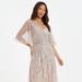 Quiz Embellished Sequin Evening Dress - Brown