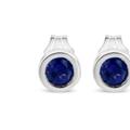 Haus of Brilliance .925 Sterling Silver Bezel Set 3.5mm Treated Blue Sapphire Gemstone Solitaire Stud Earrings - White - RED GARNET LAB-CREATED GEMSTONE