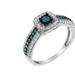 Haus of Brilliance .925 Sterling Silver Treated Blue Miracle-Set Diamond Engagement Ring - White - 7