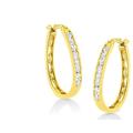 Haus of Brilliance 14K Yellow Gold 7/8 Cttw Princess And Baguette-Cut Diamond Square Framed Huggie Hoop Omega Earrings - Yellow - OS