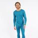 Leveret Mens Boho Solid Color Thermal Pajamas - Blue - S