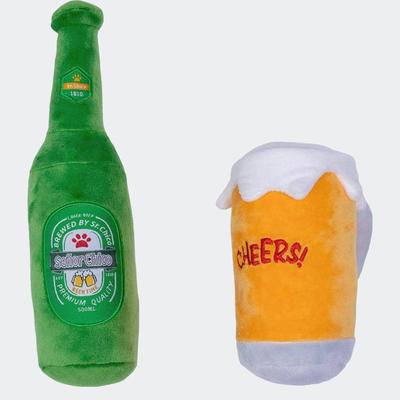 American Pet Supplies Beer-Cheers Crinkle and Squeaky Plush Dog Toy Combo Gift Set