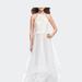 La Femme Long Prom Ball Gown with Tulle Overlay and Beaded Top - White - 8