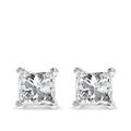 Haus of Brilliance 14K White Gold 1/2ct TDW Princess Cut Diamond Solitaire Stud Earrings - White - OS