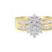 Haus of Brilliance 10k Yellow Gold 1.0 Cttw Round & Baguette Cut Diamond Floral Cluster Double-Channel Flared Band Statement Ring - Gold - 6.5