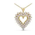 Haus of Brilliance 14K Yellow Gold Plated .925 Sterling Silver 4.0 Cttw Diamond Two Row Open Heart 18" Pendant Necklace - Yellow - 18