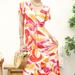 Anna-Kaci V Neck Tropical Print Maxi Dress - Red