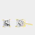 Haus of Brilliance AGS Certified 0.40 Cttw Princess-Cut Square Diamond 4-Prong Solitaire Stud Earrings in 14K Yellow Gold - Gold