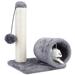 Fresh Fab Finds Cat Scratching Post Cat Kitten Sisal Scratch Post Toy With Tunnel & Lifelike Mouse Toy Pet Activity Play Fun - Gray