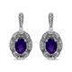 Haus of Brilliance .925 Sterling Silver Diamond Accent And 8 x 6 mm Purple Oval Amethyst Stud Earrings - I-J Color, I1-I2 Clarity - White