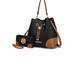 MKF Collection by Mia K Candice Color Block Bucket Bag With Matching Wallet - Black