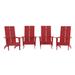 Merrick Lane Set Of 4 Piedmont Modern All-Weather Poly Resin Wood Adirondack Chairs - Red/Sea Foam - Red