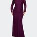 La Femme Long Sleeve Off The Shoulder Lace Plus Size Dress - Purple - 24W