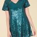 Anna-Kaci Sequin Shift Tunic T-Shirt Mini Dress - Green