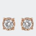 Haus of Brilliance 10K Two-Tone Yellow & White Gold Over .925 Sterling Silver 0.40 Cttw Round Diamond Miracle-Set Stud Earrings - Pink - OS