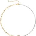 Rachel Glauber Rachel Glauber 14K Gold Plated Initial Pearl Link Chain Necklace - Gold - E