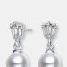 Genevive Genevive Sterling Silver Pearl and Baguette Cubic Zirconia Drop Earrings - Grey - 8.25MM W X 19.7MM L X 8.25MM D