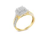 Haus of Brilliance 10K Yellow Gold 1.0 Cttw Diamond Composite Cushion-Shape Halo 3-Band-Look Engagement Ring - Yellow - 7