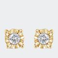 Haus of Brilliance 10K Yellow Gold Plated .925 Sterling Silver 1/10 Cttw Round Brilliant-Cut Diamond Miracle-Set Stud Earrings - Yellow - OS