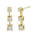 Haus of Brilliance 14K Yellow Gold 1/2 Cttw Round Diamond 3 Stone Graduated Linear Drop Past, Present and Future Stud Earrings - J-K Color, SI1-SI2 Clarity - Yellow