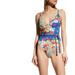 Johnny Was Women's Braided Wrap One Piece Multi Color Swimsuit - Blue