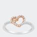 Haus of Brilliance 10K Rose Gold Plated .925 Sterling Silver 1/5 Cttw Diamond Two Tone Open Heart Promise or Fashion Ring - White - 6