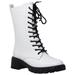 SOBEYO Women's Chunky Platform Lace-Up Boots - White - 7