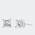 Haus of Brilliance Certified 1/4 Cttw Princess-Cut Square Diamond 4-Prong Solitaire Stud Earrings In 14K White Gold - Grey - OS