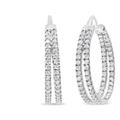 Haus of Brilliance 10K White Gold 1 1/2 Cttw Lab Grown Diamond Inside Out Double Row Split Criss Cross 3/4" Inch Hoop Earrings - White - 7