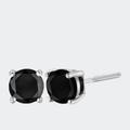 Haus of Brilliance .925 Sterling Silver 4.00 Cttw Round Brilliant-Cut Black Diamond Bezel-Set Stud Earrings With Screw Backs - White - OS